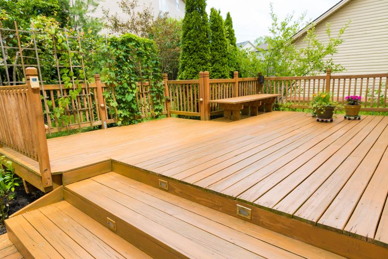 Outdoor deck with railing